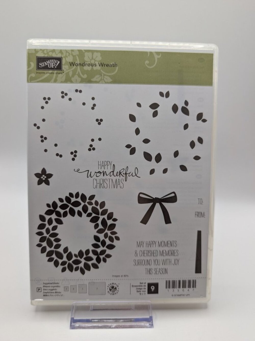 Stampin' Up! Wondrous Wreath Clear Stamp Set Christmas Floral 9-Piece
